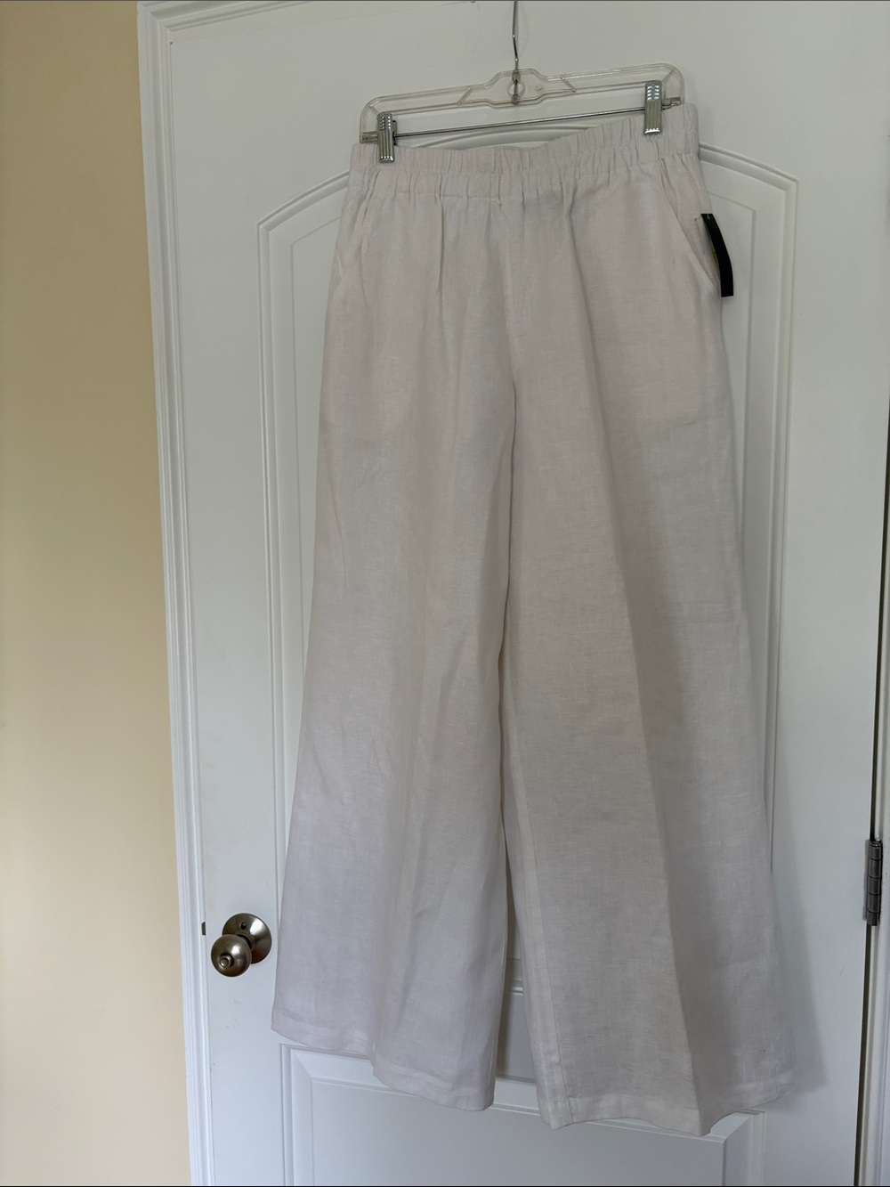 Chelsea & Theodore Cream Elastic-Waist Linen Skirt